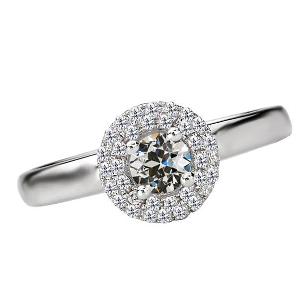 Halo Round Old Mine Cut Natural Diamond Ring 14K Gold Jewelry 3 Carats