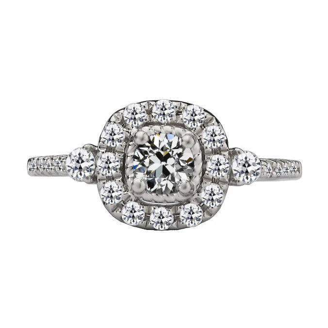 Halo Round Old Miner Real Diamond Ring Women's Gold Jewelry 4.50 Carats