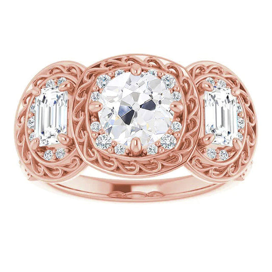 natural round diamond 7.50ct ring front view