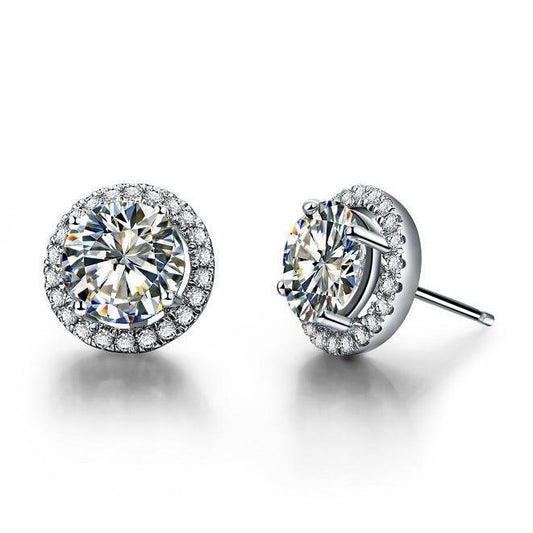 natural round diamond 2.20ct earring front view