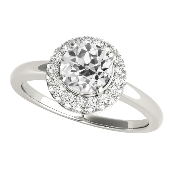 Halo Round Real Old Miner Diamond Ring Prong Set 3.50 Carats Jewelry