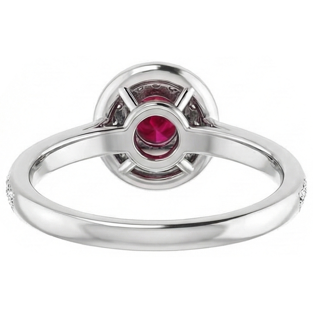 natural round ruby 1.80ct ring three quarter angle
