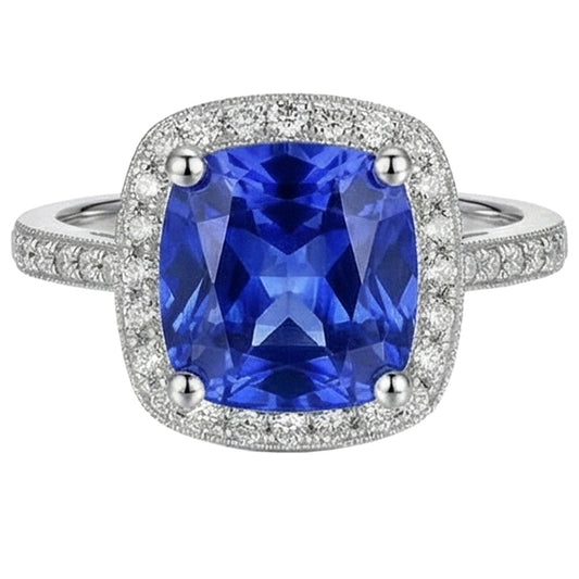 natural round sapphire 3.00ct ring side angle
