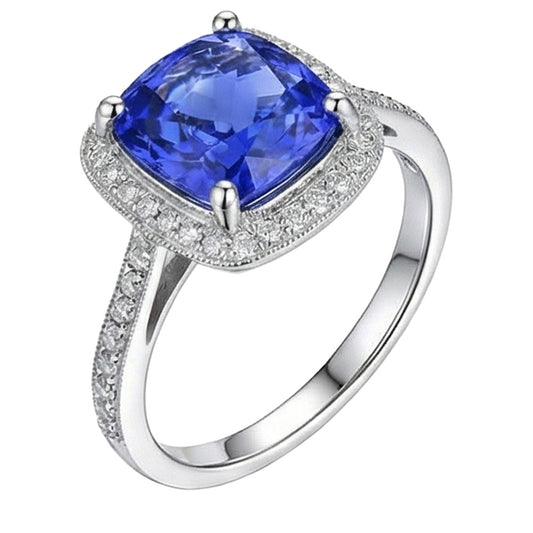 natural round sapphire 3.00ct ring front view