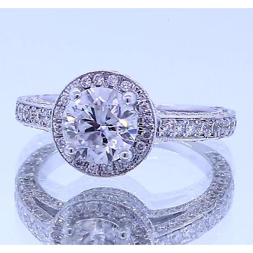 Halo Set Round Real Diamond Anniversary Ring 4 Carats
