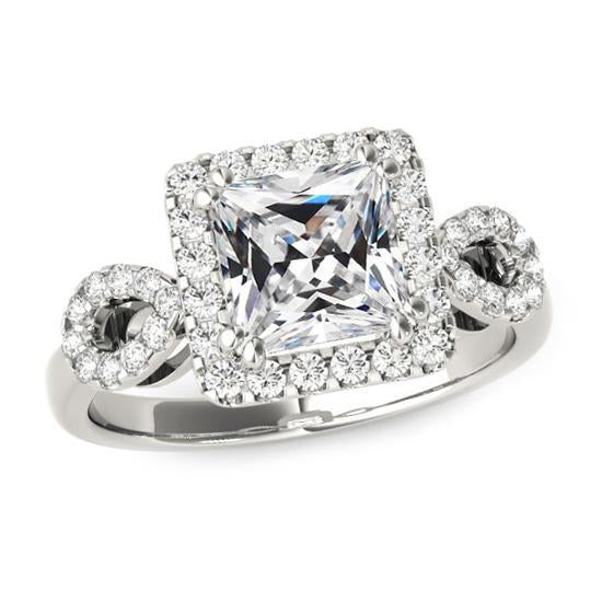 Halo Square Old Cut Real Natural Earth Mined Diamond Ring Prong Split Shank 6.50 Carats