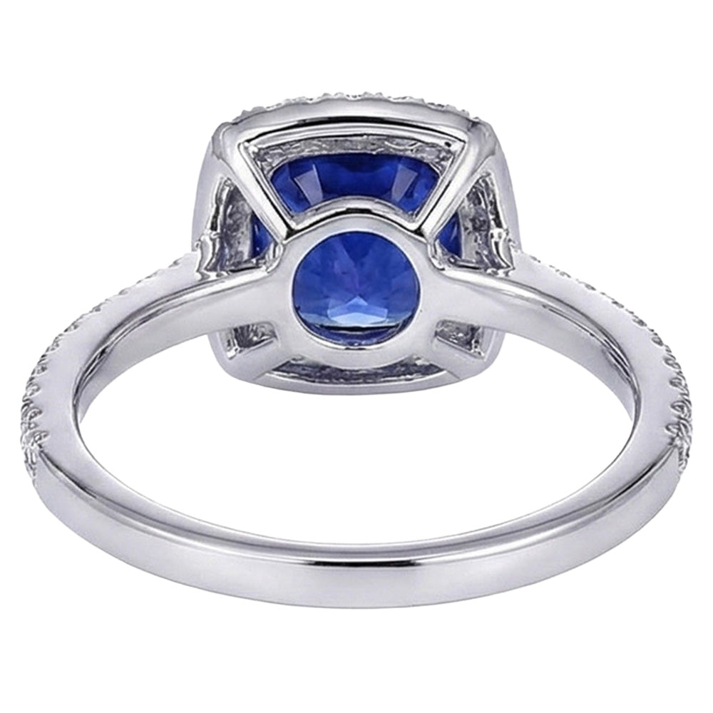 natural round sapphire 7.80ct ring with diamond accents