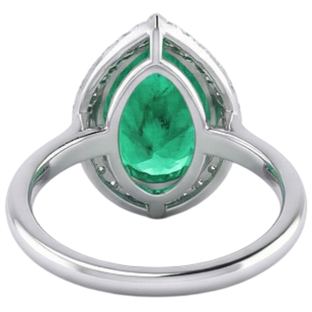 Exquisite Fine Emerald Precious Stone Ring 3 ct – back view