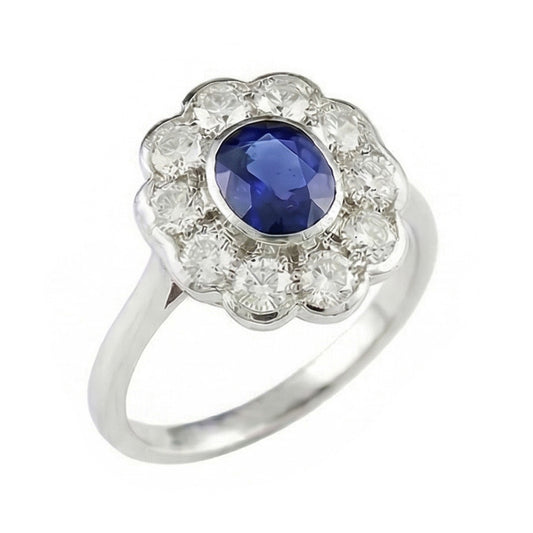 Halo Victorian Antique Type Sapphire Ring