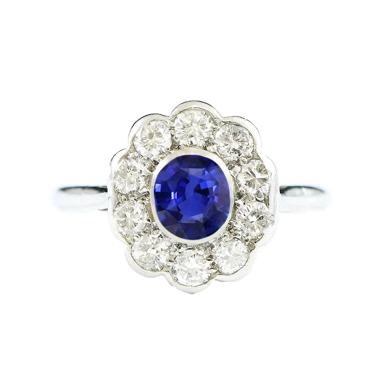 Halo Victorian Antique Type Sapphire Ring