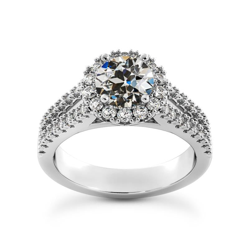 Halo Wedding Ring Old Miner Natural Earth Mined Diamond Double Row Accents 5.25 Carats