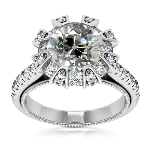 natural round diamond 7.50ct ring front view