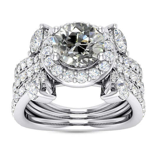 natural round diamond 8.25ct ring front view
