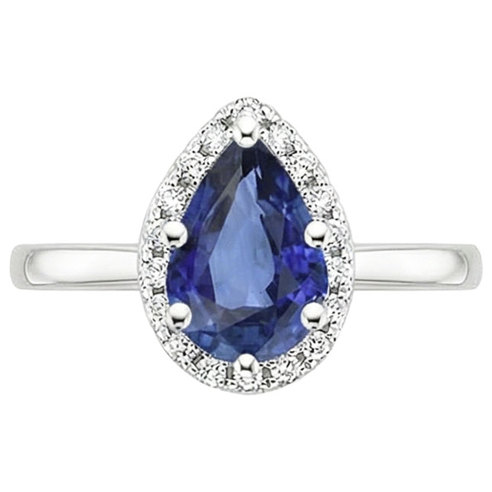 natural round sapphire 4ct ring on white background