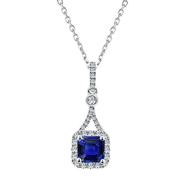 Cornflower Blue Sapphire Gemstone Pendant 4-ct 14K White Gold – main view