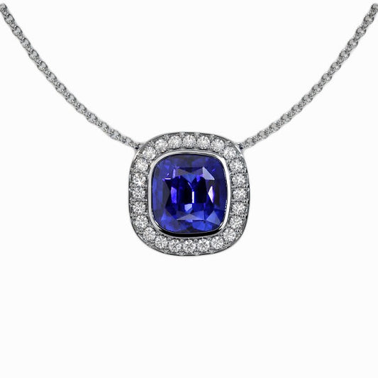 Real Cornflower Blue Sapphire Precious Stone Pendant 2.50 ct 14 Karat White Gold – main view