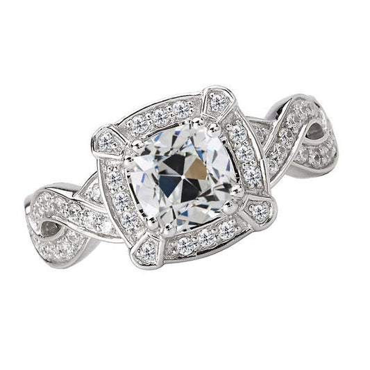 Genuine Brilliant Diamond Halo Setting Ring 5 ct 14K White Gold – main view