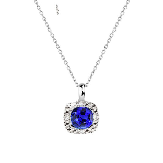 Cushion Cut Blue Sapphire ring in 14K White Gold – main view