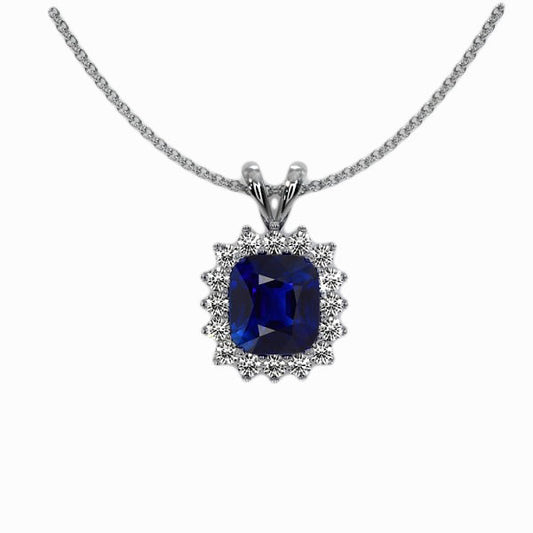 Gemstone Pendant 14K White Gold with Cornflower Blue Sapphire – main view