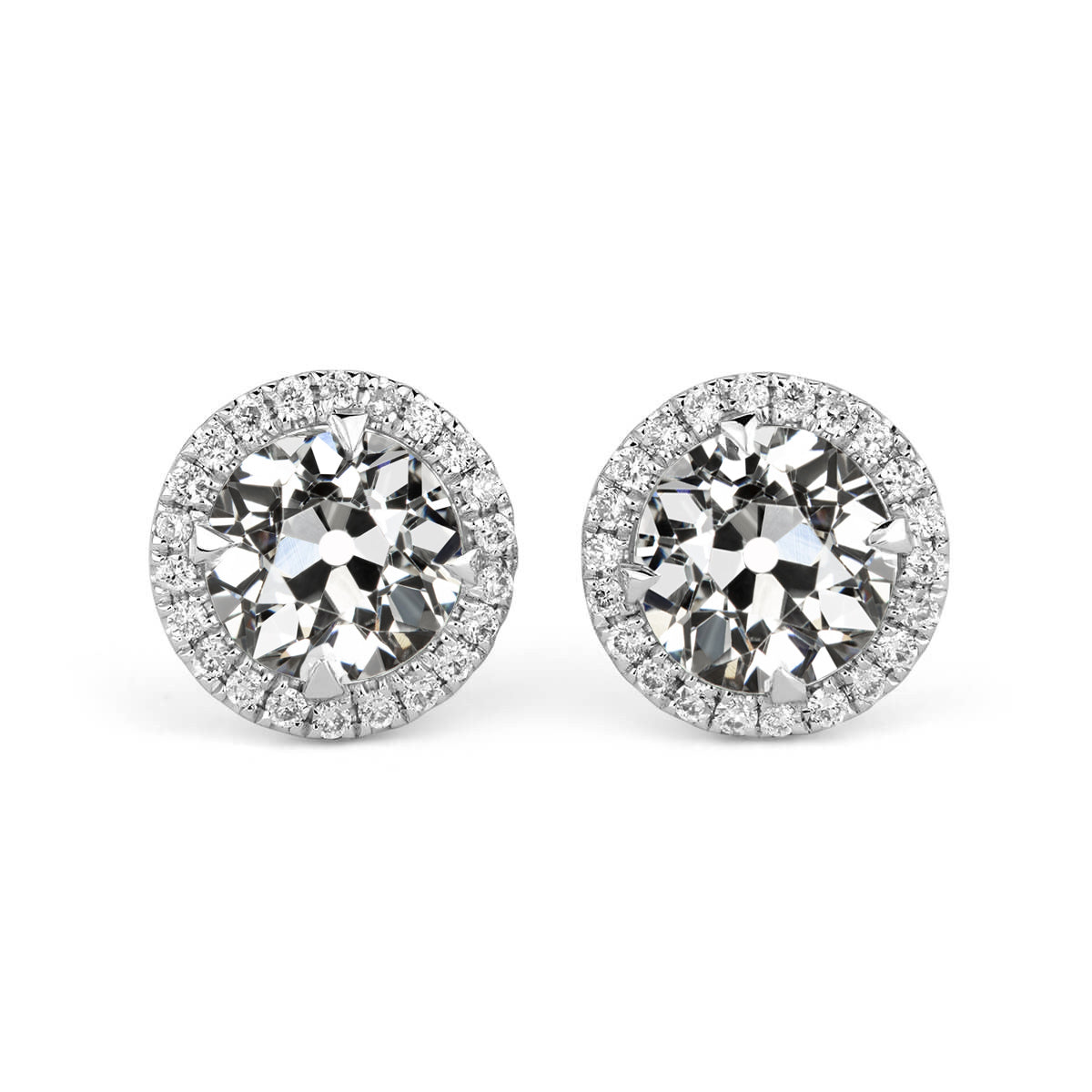 Real Brilliant Diamond Stud Earrings 6 ct 14K White Gold – main view