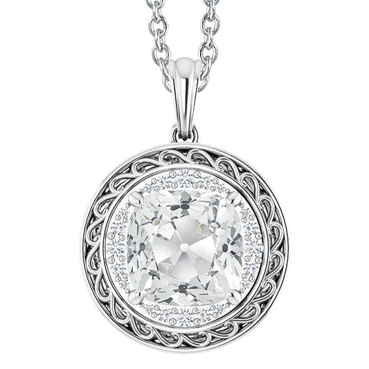 Genuine Brilliant Diamond Pendant 6 ct 14 Karat White Gold – main view