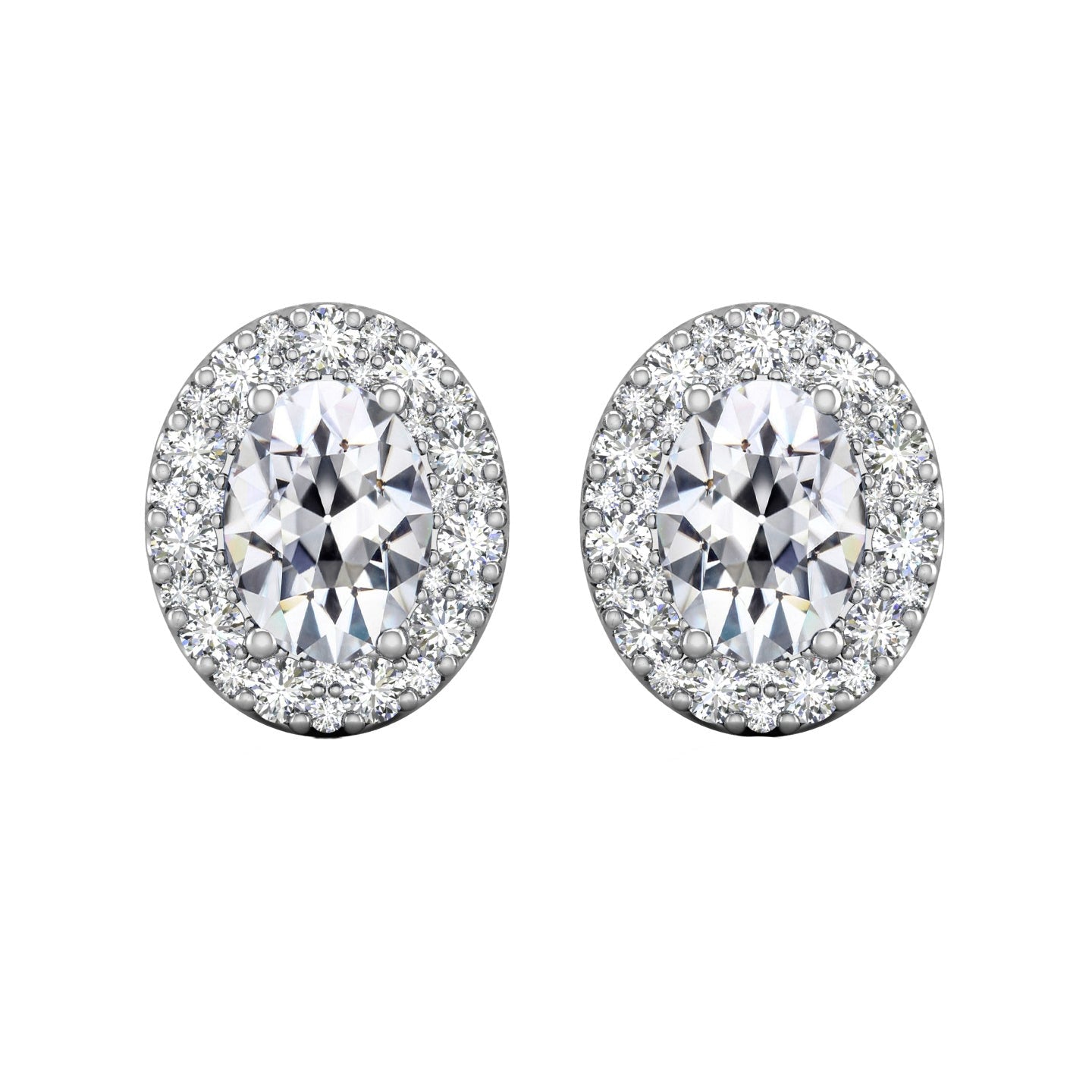 Diamond Antique Cushion Earrings in 14K White Gold – main view