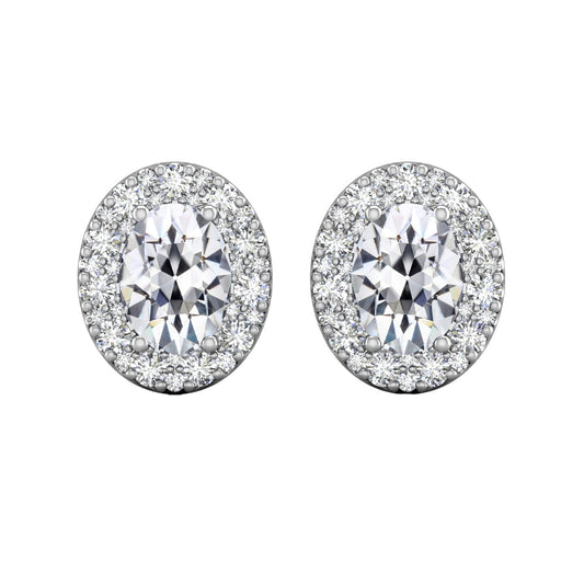 Diamond Antique Cushion Earrings in 14K White Gold – main view