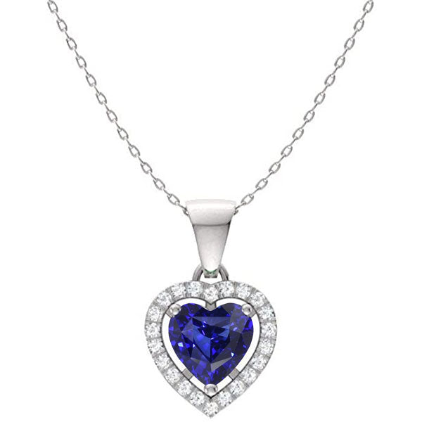 Blue Sapphire Gemstone Pendant 1-ct 14 Karat White Gold – main view