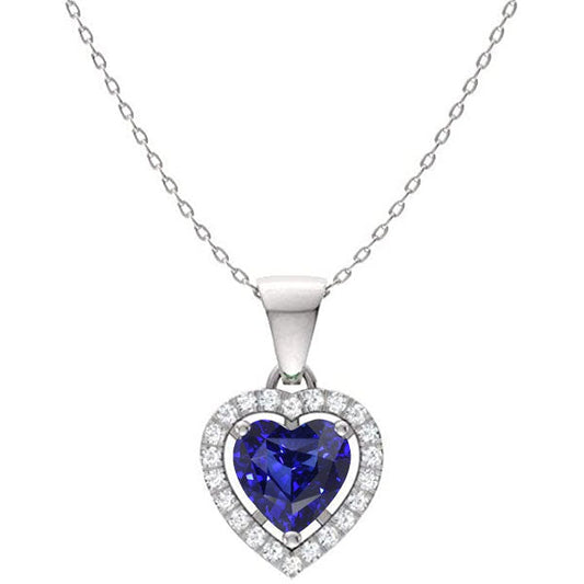 Blue Sapphire Gemstone Pendant 1-ct 14 Karat White Gold – main view