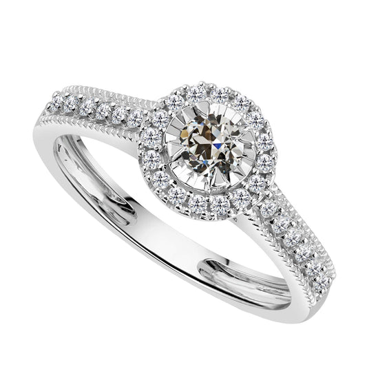 Diamond Halo Setting Ring 3-ct 14 Karat White Gold – main view