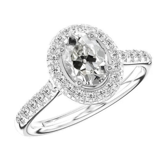 Fine Diamond Halo Ring 3-ct 14 Karat White Gold – main view