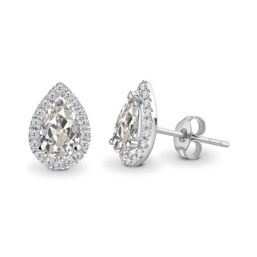 Earth-Mined Diamond Earrings 4 ct 14 Karat White Gold – main view