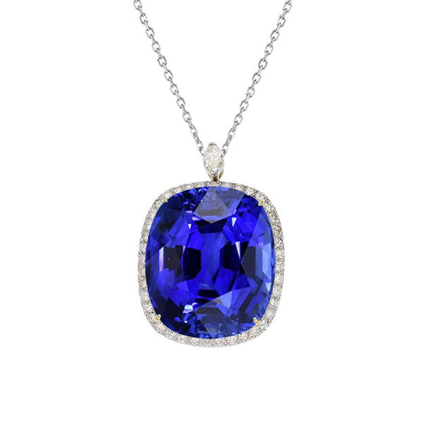Blue Sapphire Gemstone Pendant 5-ct 14 Karat White Gold – main view