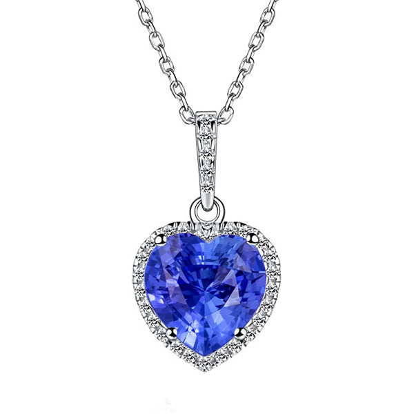 Radiant Blue Sapphire Stone Pendant Necklace 4 ct – main view