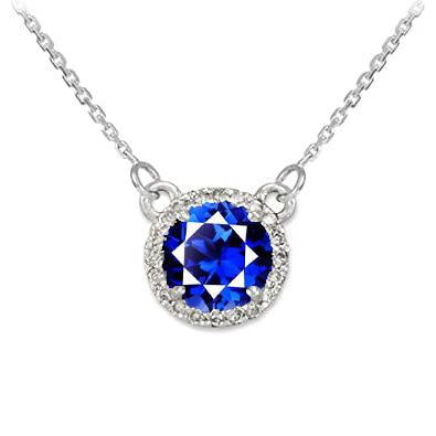 Royal Blue Sapphire Precious Stone Pendant 1.50-ct 14 Karat White Gold – main view