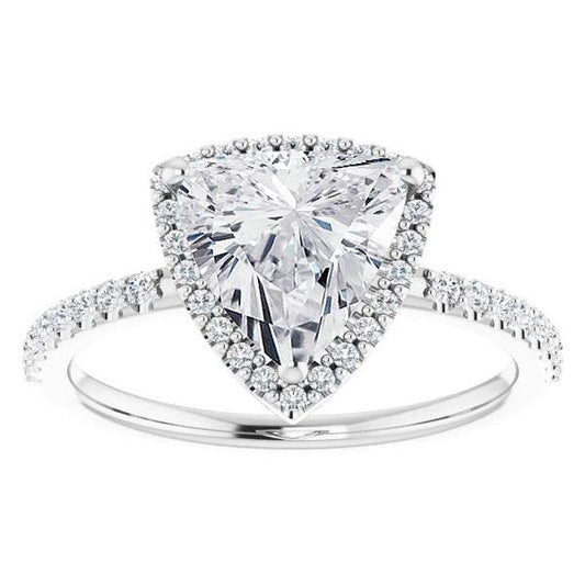 Trillion Cut Brilliant Diamond ring in 14K White Gold – front view