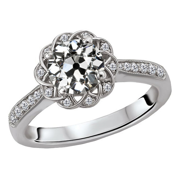 Elegant Diamond Halo Engagement Ring 2 ct – main view