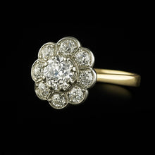 Halo Old Mine Cut Real Natural Earth Mined Diamond Ring Two Tone Flower Style Jewellery 3 Carats