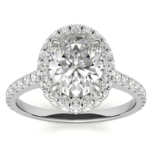Brilliant Diamond Halo Engagement Ring 4.50-ct 14K White Gold – front view
