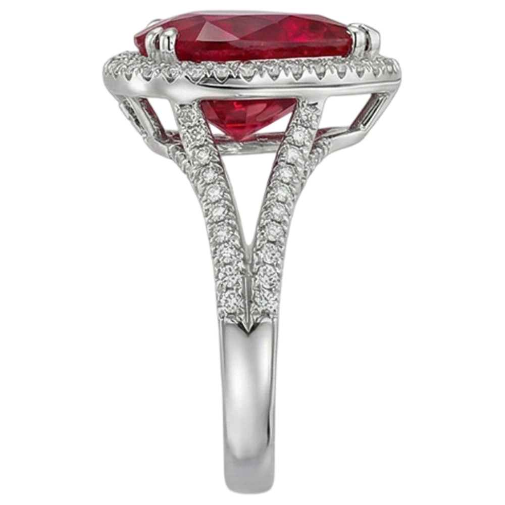 Heart Cut 7.75 Carats Red Ruby Natural Earth Mined DIAMOND ( NOT LAB GROWN ) Ring White Gold 14K