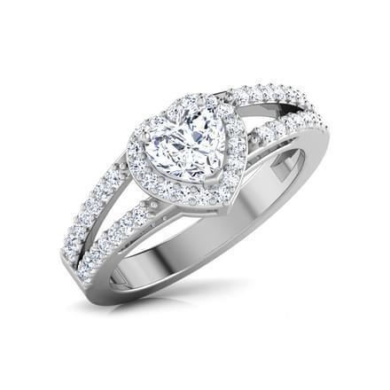 Heart & Round Halo Real Diamond Ring Split Shank 1.71 Carat White Gold 14K
