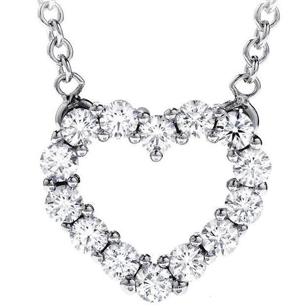 Heart Shape Pendant Necklace 2.80 Ct. Round Cut Real Diamonds Gold White
