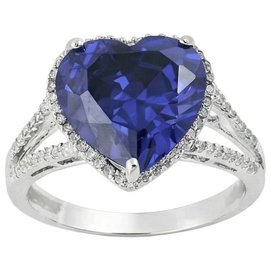 Heart Sri Lanka Sapphire Natural Earth Mined DIAMOND ( NOT LAB GROWN )s White Gold 14K Ring 9.50 Carat
