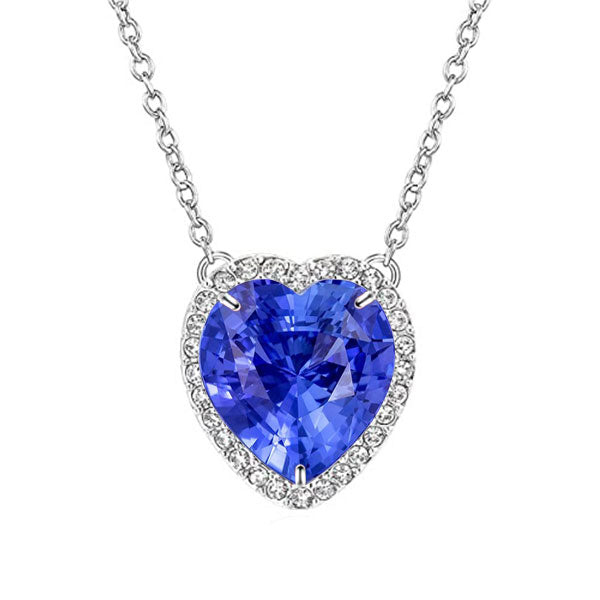 Royal Blue Sapphire Precious Stone Pendant 5.50-ct 14 Karat White Gold – main view