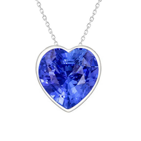 Precious Stone Pendant 14 Karat White Gold with Royal Blue Sapphire – main view