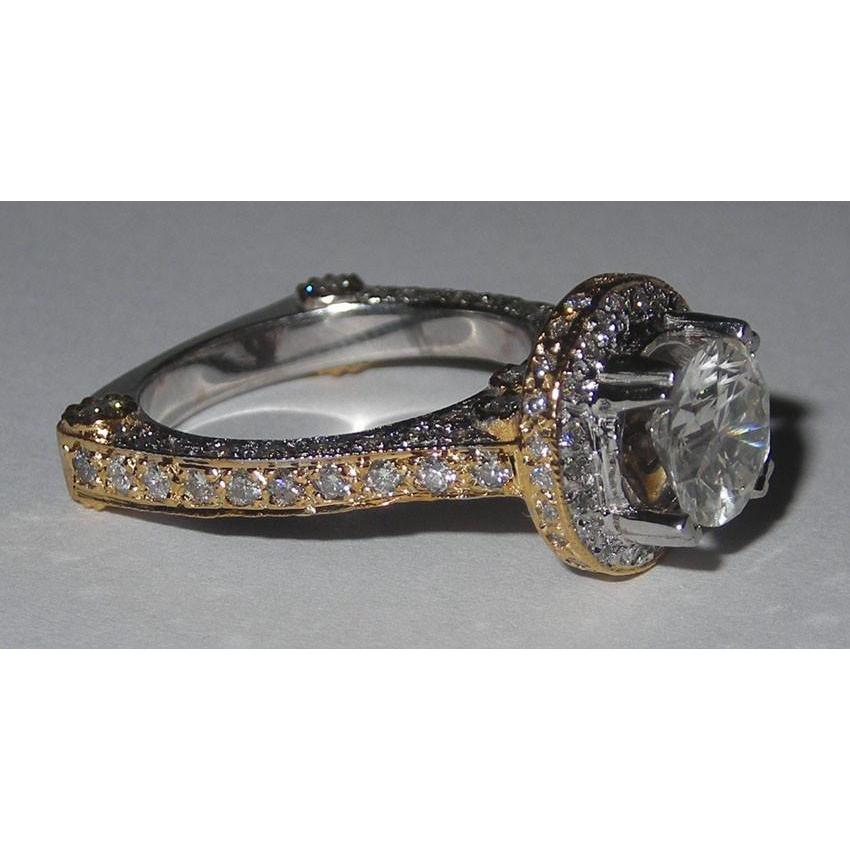 Hidden Halo Natural Diamond Engagement Ring Euro Shank Two-Tone Jewelry