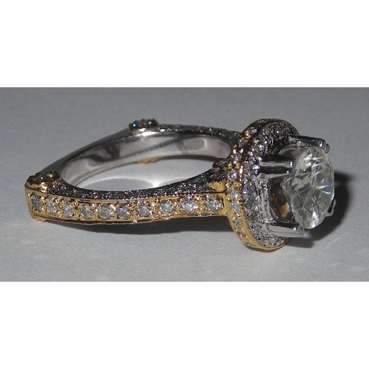 Hidden Halo Natural Diamond Engagement Ring Euro Shank Two-Tone Jewelry