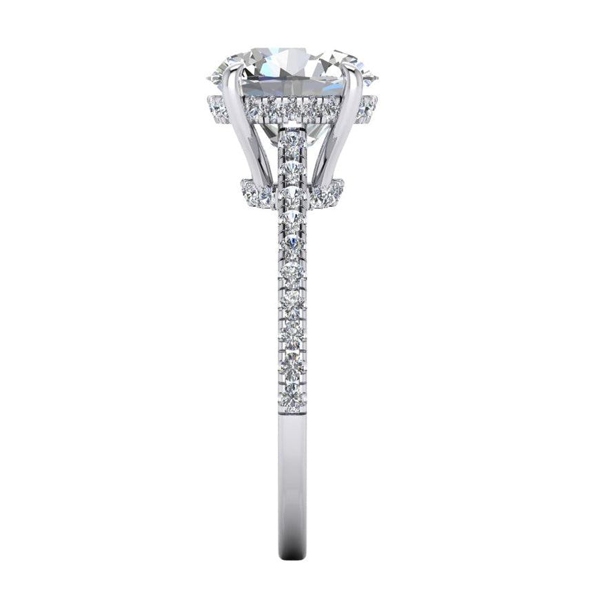 Hidden Halo Oval Diamond Engagement Ring With Accents 5.50 Carats