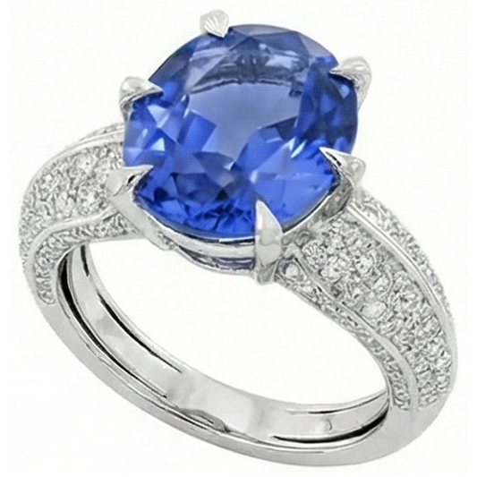 High Quality Sapphire And Natural Earth Mined DIAMOND ( NOT LAB GROWN ) Ring