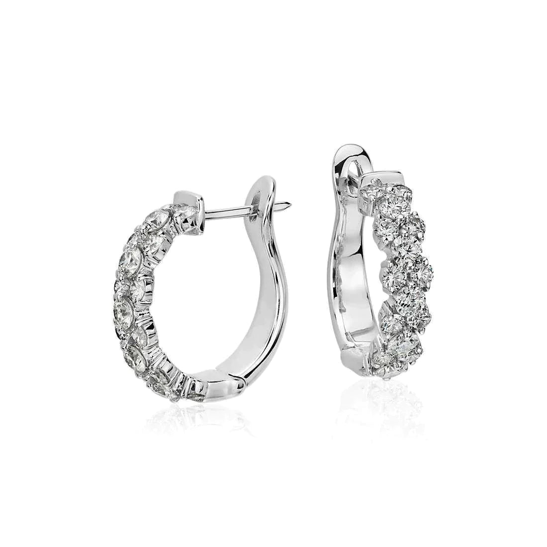 Hinged Back Real Diamond Gold Earrings